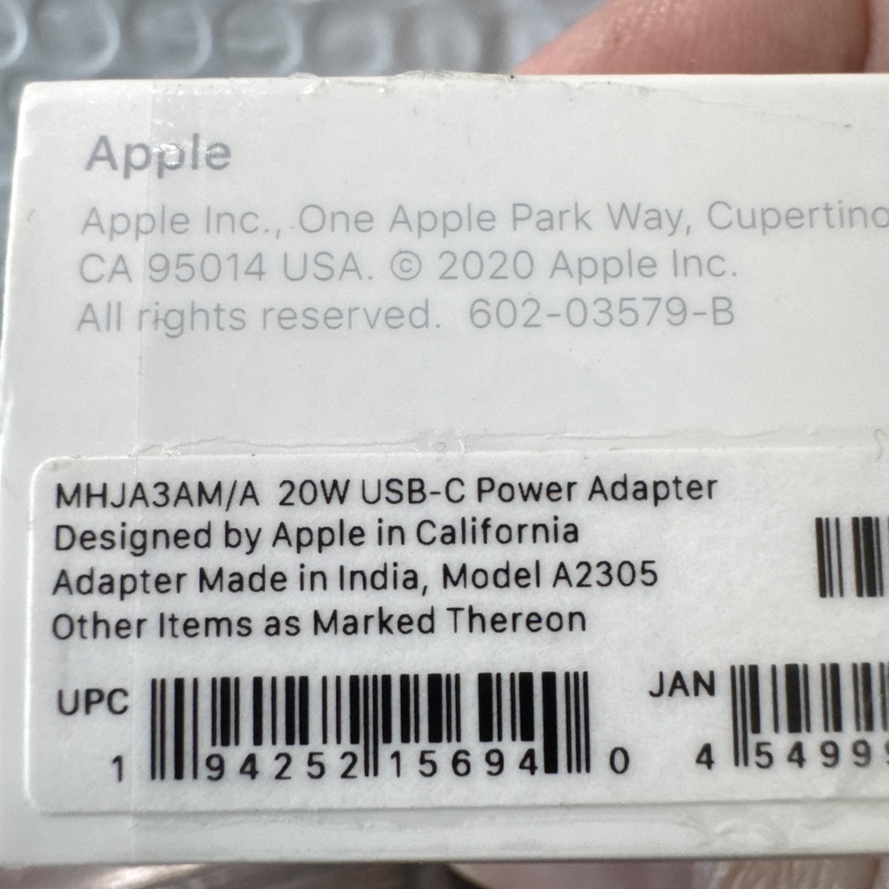 Genuine Apple 20W USB-C [Quick Charger] Wall Power Adapter OEM‎ A2305 iPhone - Picture 2 of 3